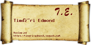 Timári Edmond névjegykártya